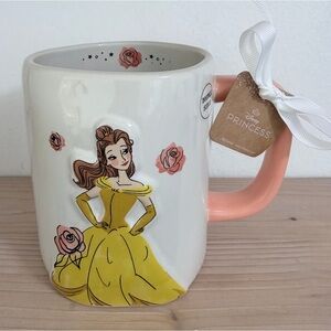 NWT Rae Dunn Disney Beauty and the Beast Belle - Double Sided Mug - Coral Handle